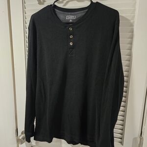 Club Room Black Ribbed Long-Sleeve Henley